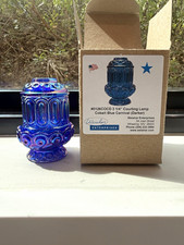 Weishar MINI Fairy Lamp 3 1/4in Cobalt Blue Carnival Glass New in Box #0126COCD
