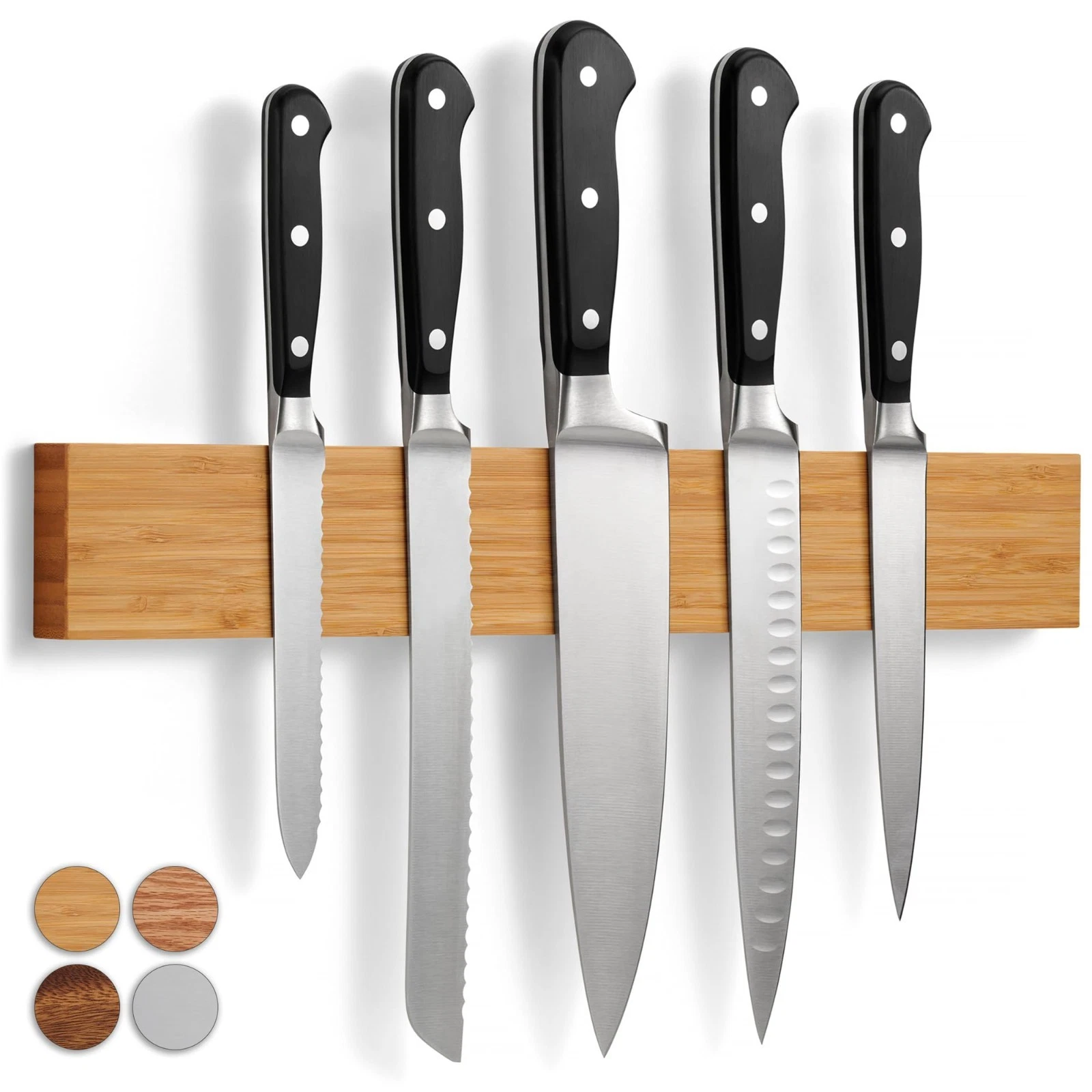 Magnetic Knife Rack in Bamboo with Extra-Strong Magnet - 40 cm - Magnetic Knife