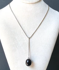 BACCARAT Black Crystal Tentation Sterling Silver Dangle Lariat Necklace NIB