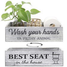 Rustic Farmhouse Bathroom Decor Box, Toilet Paper Basket with 2 Sides Signs, ...