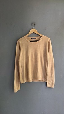 M&S Collection Camel Fine Knit Jumper Crew Neck Ribbed Trim Long Sleeve 12