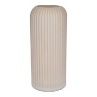 INNA-GLAS Dekovase Alburgis Mit Rillen, Glas, Creme-Matt, 25Cm, Ø10Cm