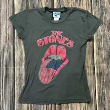 Medium VINTAGE 2006 Women’s ROLLING STONES Junk Food Baby Doll T-Shirt Metallic