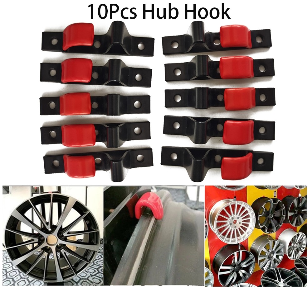 10x Tire Wheel Rim Hub Hook Metal Holder Wall Mounted Hanging Clip Shop Display
