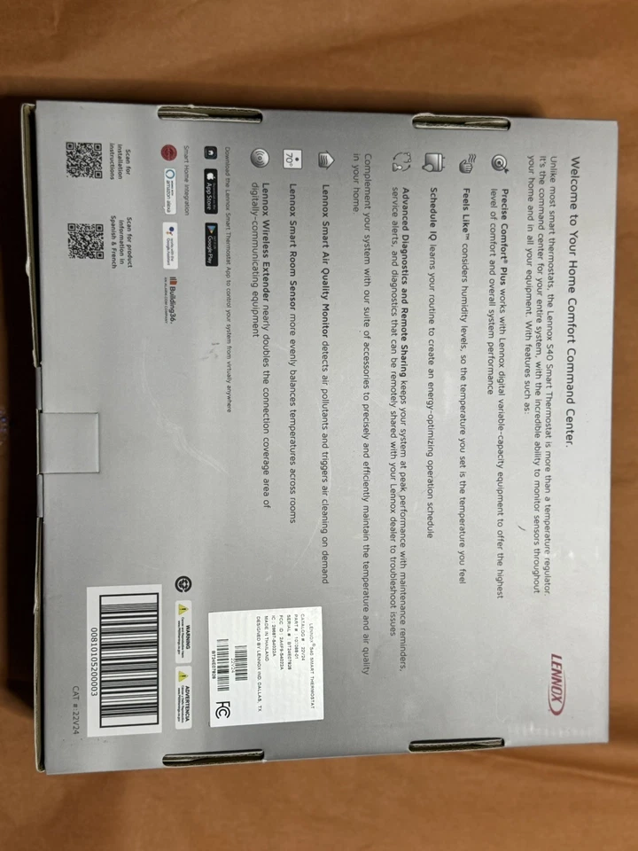 Lennox 22V24 iComfort S40 Ultra Smart Programmable Thermostat 7" HD Display. - Image 4 of 4