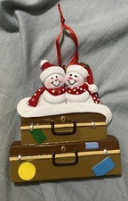 DIY Personalized Couple Family 2 Snowman people Christmas Ornament