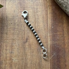 Necklace Chain Extender Sterling Silver Pearls Bead 4mm 2 Inch Lobster Clasp