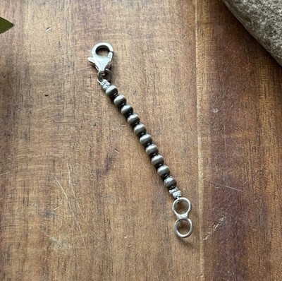 Necklace Chain Extender Sterling Silver Pearls Bead 4mm 2 Inch Lobster Clasp