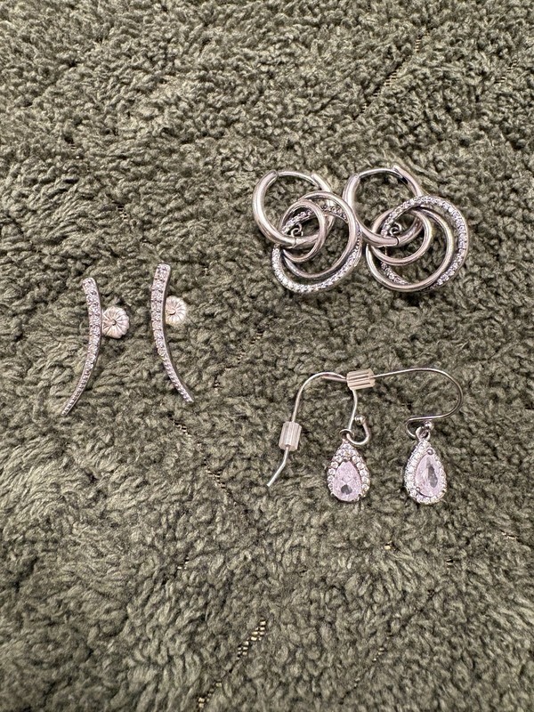 Lot Of 3 Pairs of Earrings In 925 Sterling Silver