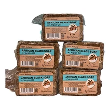 100% Natural AFRICAN BLACK SOAP 3.5 oz EACH ( 5 PACKS ) FREE SHIPPING