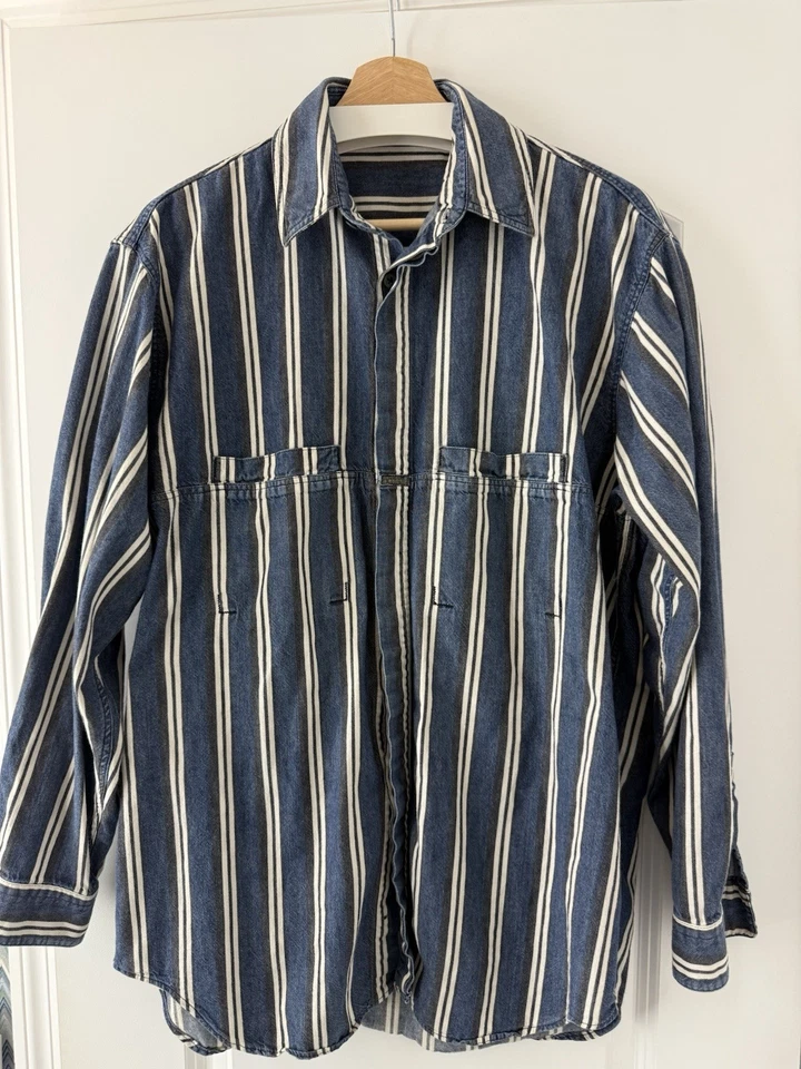 Martine Francois Girbaud Jean рубашка редкая Тупак 90-х хип-хоп Святой Грааль размер маленький - Изображение 2 из 4