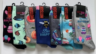LOT 7 Pairs Hot Sox Women Crew Novelty Socks Bee Birthday **Retails for $70!**