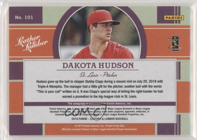 2019 Leather & Lumber Rookie Signatures Black Silver /25 Dakota Hudson Auto RC - Image 2 of 2