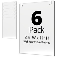 8.5x11 Acrylic Wall Mount Sign Holder Premium Mounting Frame Portrait 6 PCS