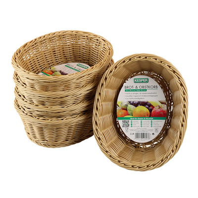 Kesper 19803 | 5er Set Brot- und Obstkorb 25 x 20 x 8,5 cm Kunststoffgeflecht