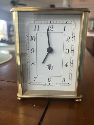 Tiffany and Co. Quartz Brass Square Desk Clock Vintage, Not