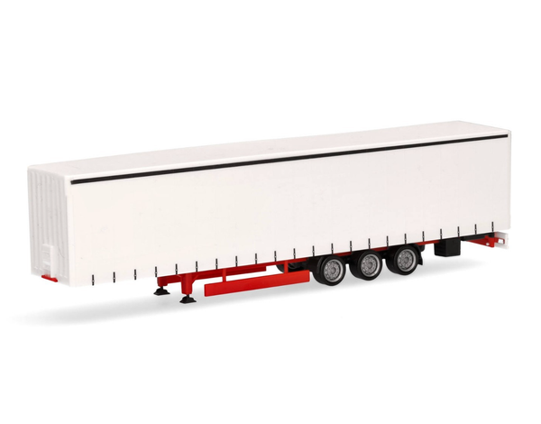 Herpa Lkw Auflieger 1:87 Lowliner-Gardinenplanenauflieger 15 M 3A Weiß H0 077064-image