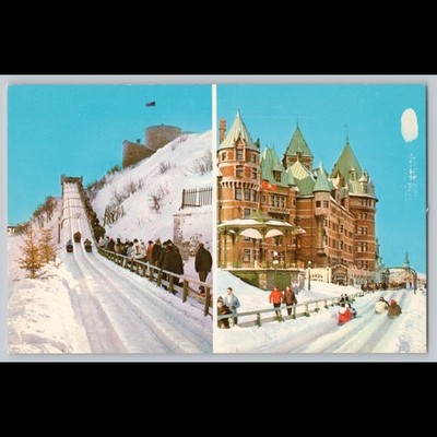 Postcard Quebec Winter Fun Dufferin Terrace Canada