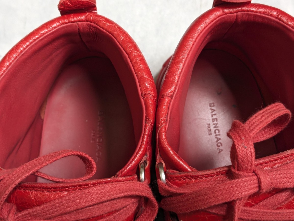 Balenciaga Arena Sneakers Red Men 12 45 High Tops Leather Lace Up 