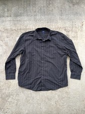 Vintage  Arrow  XL USA button black brown stripe long sleeve shirt 17-17 1/2