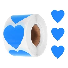500pcs Light Blue Heart Stickers 1.5 Inch Self-Adhesive Stickers Label