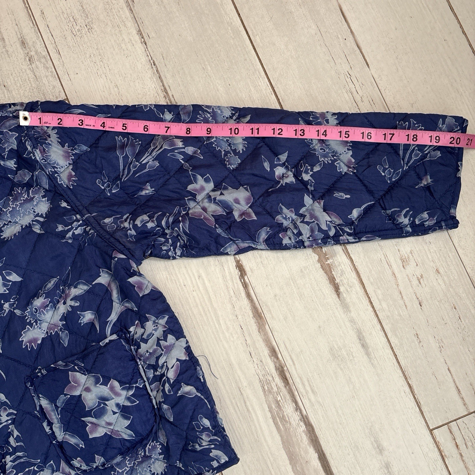 Reversible Silk Blue Floral Patchwork Quilted Jac… - image 8