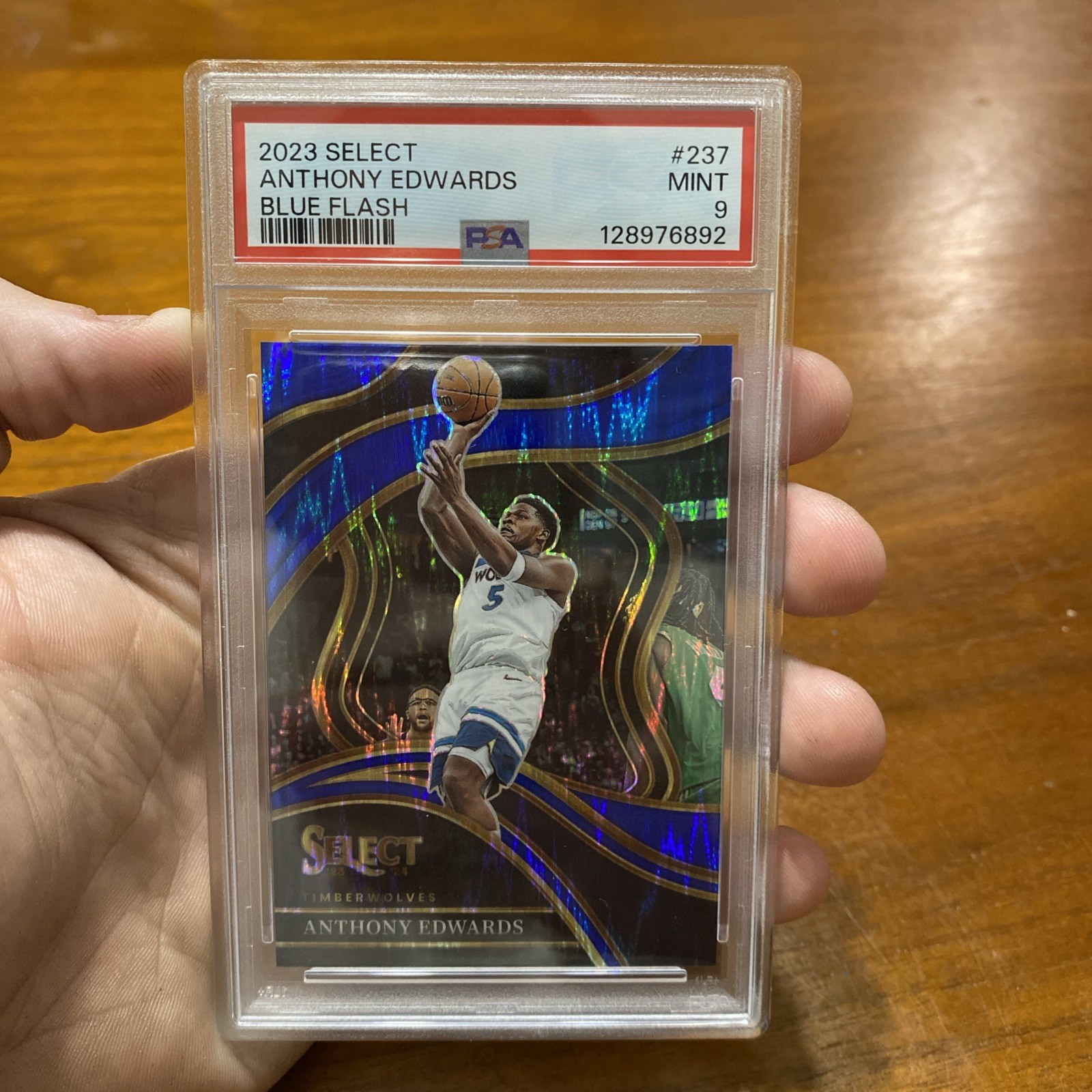 2023-24 Panini Select - Courtside Anthony Edwards #237 Blue Flash Prizm /99