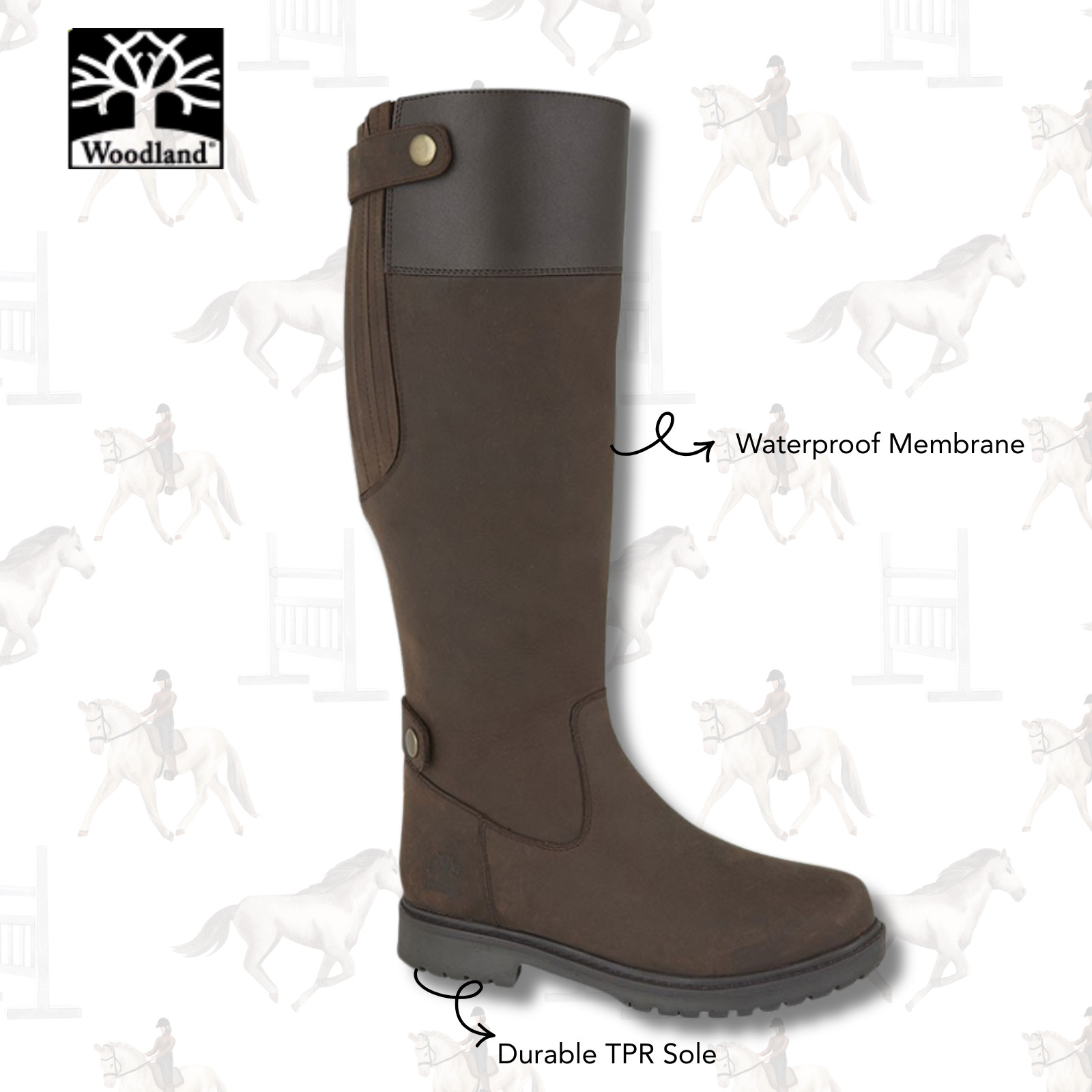 Ladies Woodland Waxy Leather Waterproof  Equestrian Tall Walking Country Boots image 5