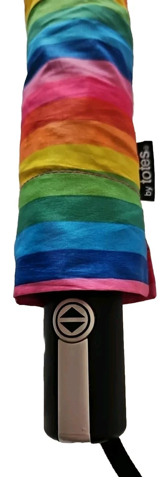 Totes Compact Automatic Umbrella Rainbow Pride Cover 39" Diameter 11" Length - Image 4 of 4