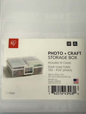 Iris Large Photo Craft Keeper Storage Box 16 Cases Holds 4x6 Photos