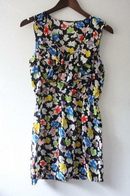 GORMAN 100% SILK BLACK FLORAL PATTERNED 