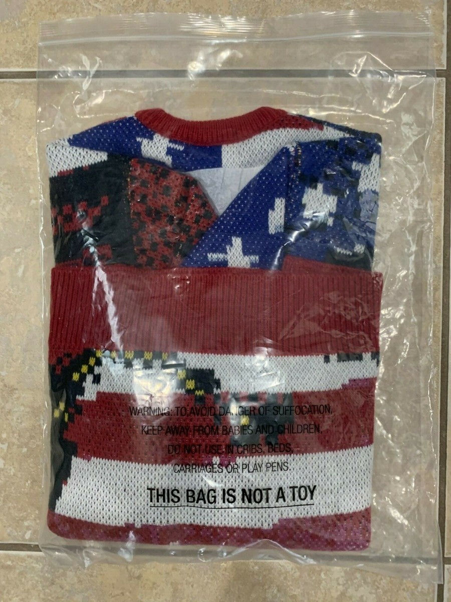 NWT Men's Supreme Digital Flag Red Sweater 2021 SS Size NWT Men's Supreme Digital Flag Red Sweater 2021 SS Size