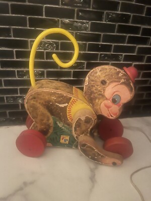 Vintage Fisher Price Pull Kids Toy Chatter Monk Monkey | eBay