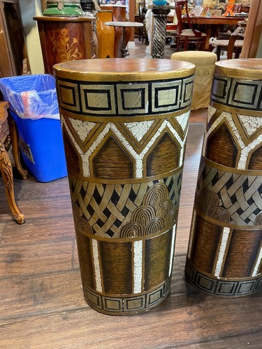 Pair of Unique Hand-Painted Wood Plinths - Picture 6 of 12