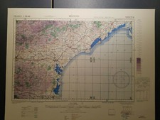 1944 Armée Américaine Aeronautic Tableau Topo Carte Beziers France 1: 250,000