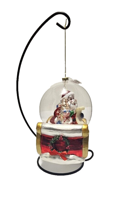 NWT 2023 Dillard's Mr. Bingle Glass Ornament Santa Sleigh Snowman Snow