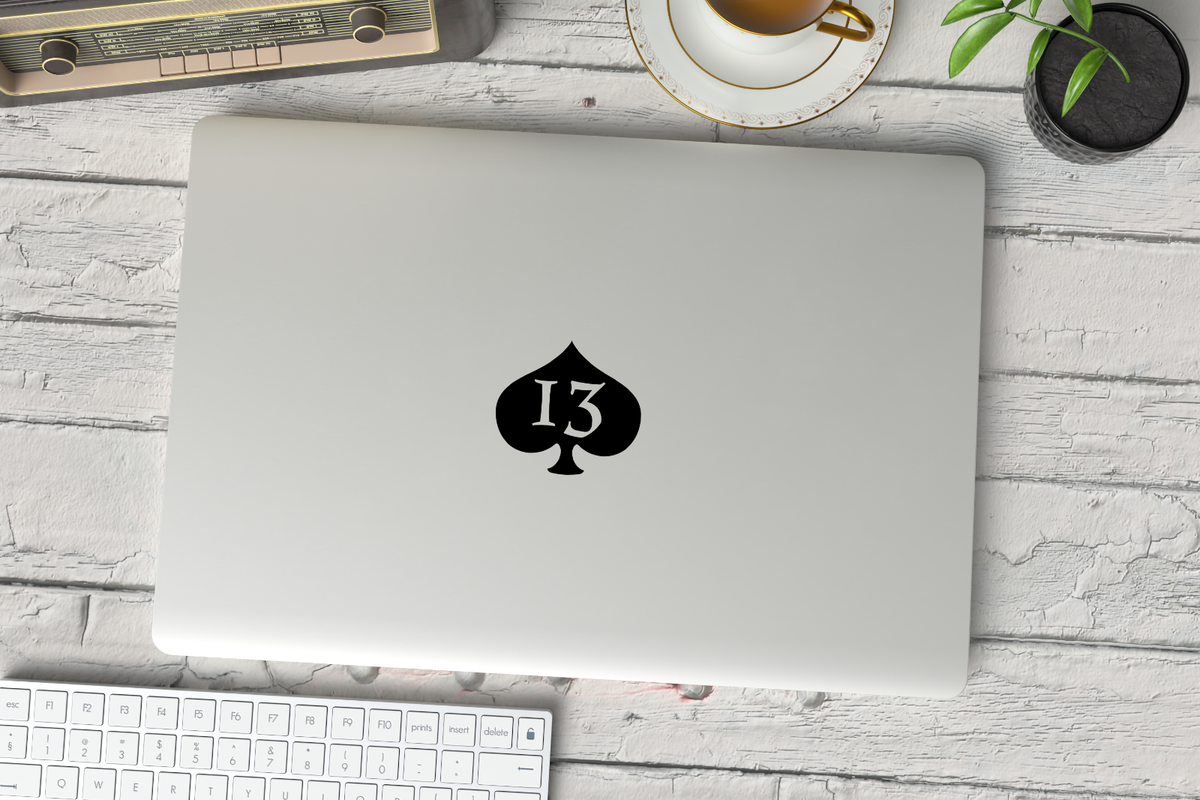 Set of 2 - Spade 13 Vinyl Decal Phone Case Laptop Lucky 13 Car