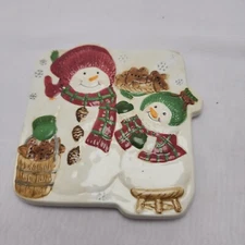 Country Snowmen small Cheese Plate 6x6