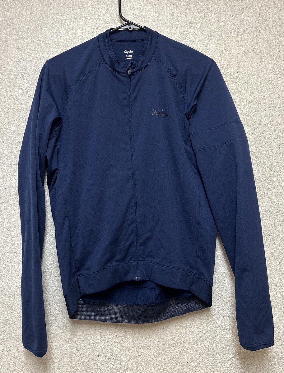 Rapha Men's Long Sleeve Core Jersey Blue Full Zip with Pockets Sz