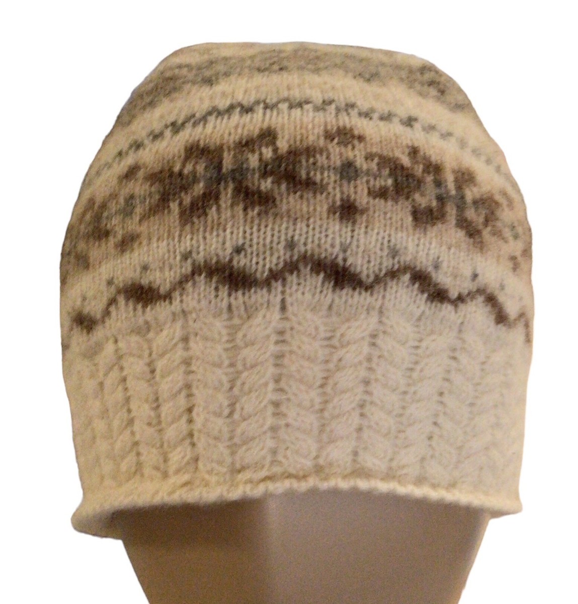 Bean Fair Isle Knit Fleece Lined Hat Beanie For Women One
