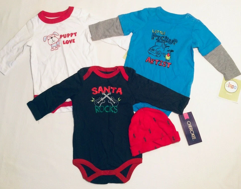 LOTE de 3 Body NAVIDAD Y Sombrero NUEVO Infantil 1 Pieza Bebé Mameluco Divertido 6M Foto 2 de 4