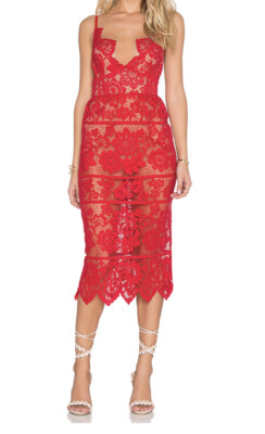 For Love and lemons Kleid S rot Gianna Dress Spitze lace