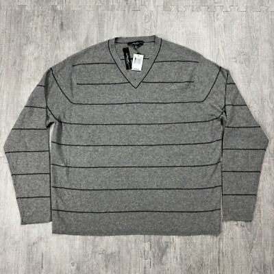 NWT MENS SAKS FIFTH AVENUE SMOKE GRAY BLACK STRIPED