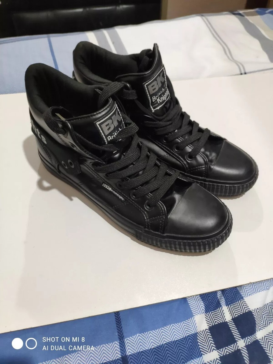 BRITISH KNIGHTS ROCO MONO BLACK HITOP BASEBALL SNEAKERS TRAINERS