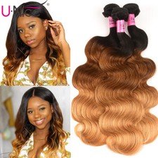 UNice Hair Ombre Brown Body Wave Bundles Human Hair Extensions Virgin Hair Weave