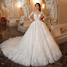 Wedding Dresses For Women 2024 Long Sleeve Appliques Vintage Princess