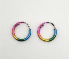 Rainbow Hoop Earrings pair 