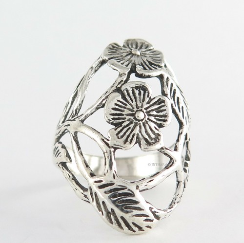 Produktbild von Sterlingsilber Ring 925 Massiv - Blumen-Design Handgefertigt, Jede Größe