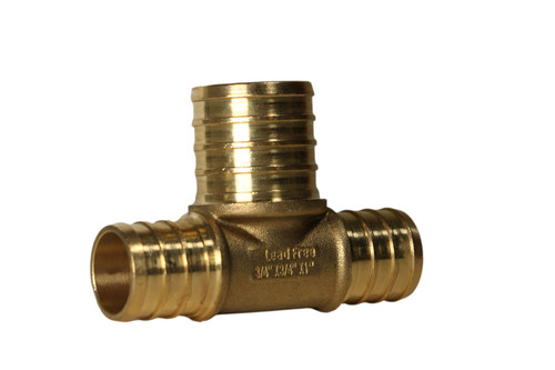 25 Pack XFITTING 3/4" x 3/4" x 1" Pex B Tee, Lead Free Brass, Crimp Fitting