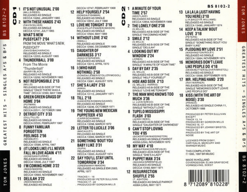 TOM JONES "Greatest Hits – Singles A's & B's" (2-CD 1997) 40-Tracks GREAT SHAPE - Picture 2 of 4